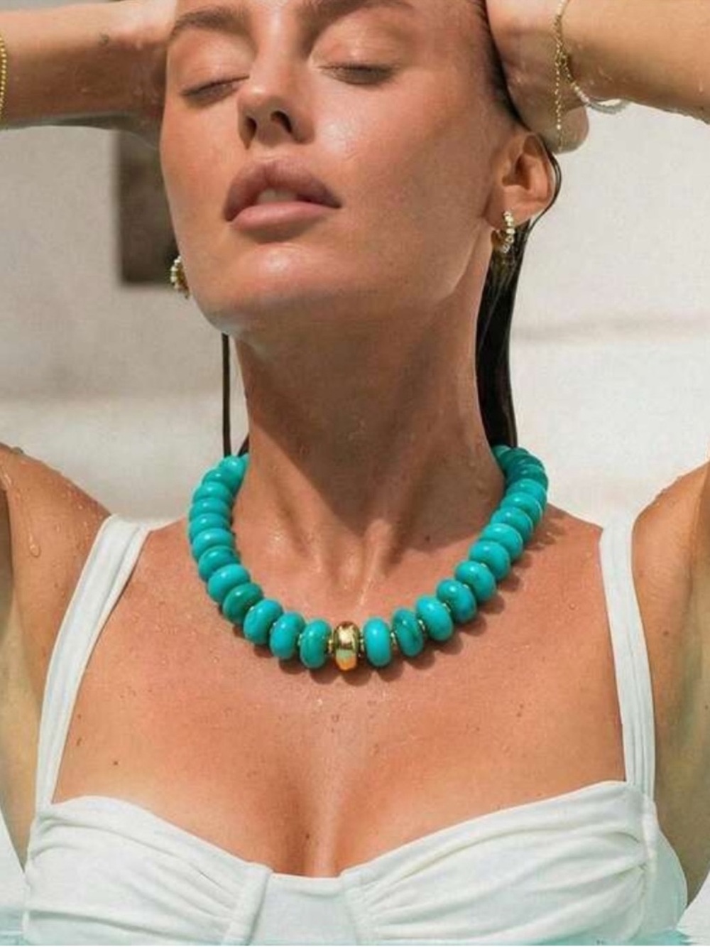 New! Coastal Turquoise Beaded Necklace (4002) NWOT